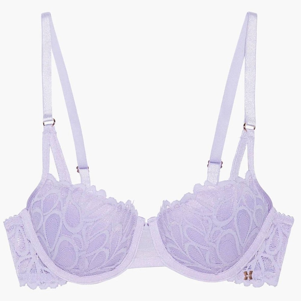 Savage X Fenty 32B/C $65 Purple Lavender Not Sorry Lightly Lined Lace Balconette